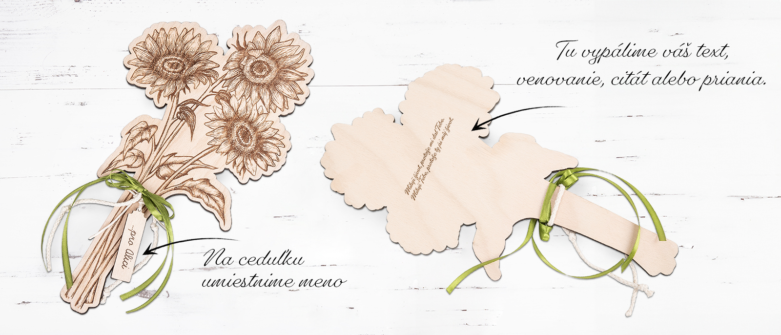 Dřevěná kytice: Slunečnice